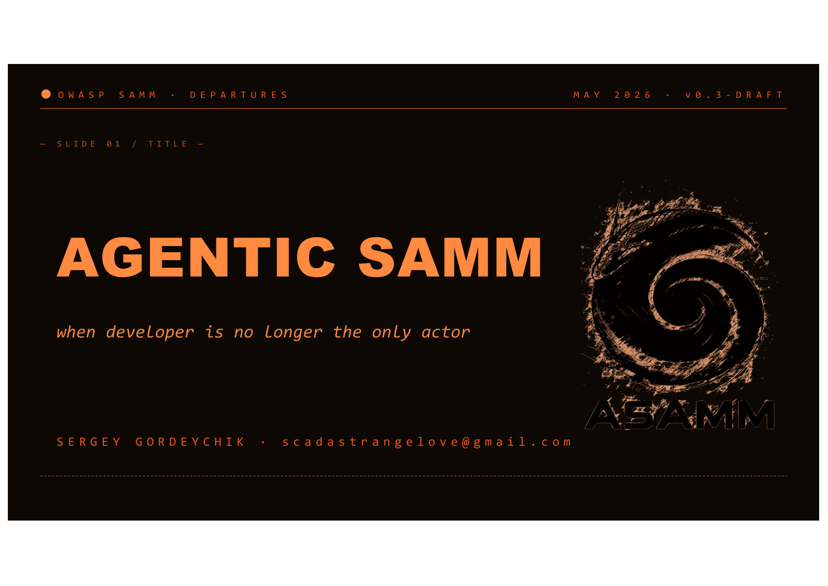 Титульный слайд ASAMM / OWASP SAMM departures